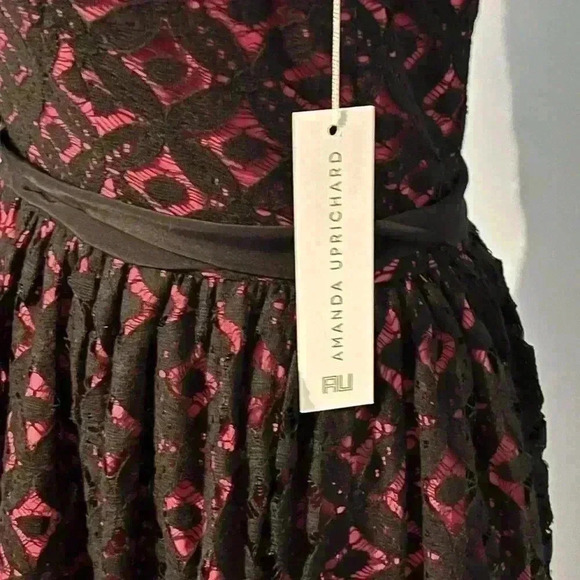 Amanda Uprichard Lacey Dress with a Pink Liner w/fabric belt Size Medium - Picture 3 of 6